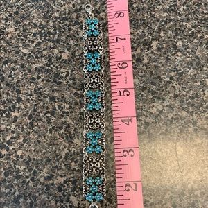 Brighton square links with turquoise flowers bracelet